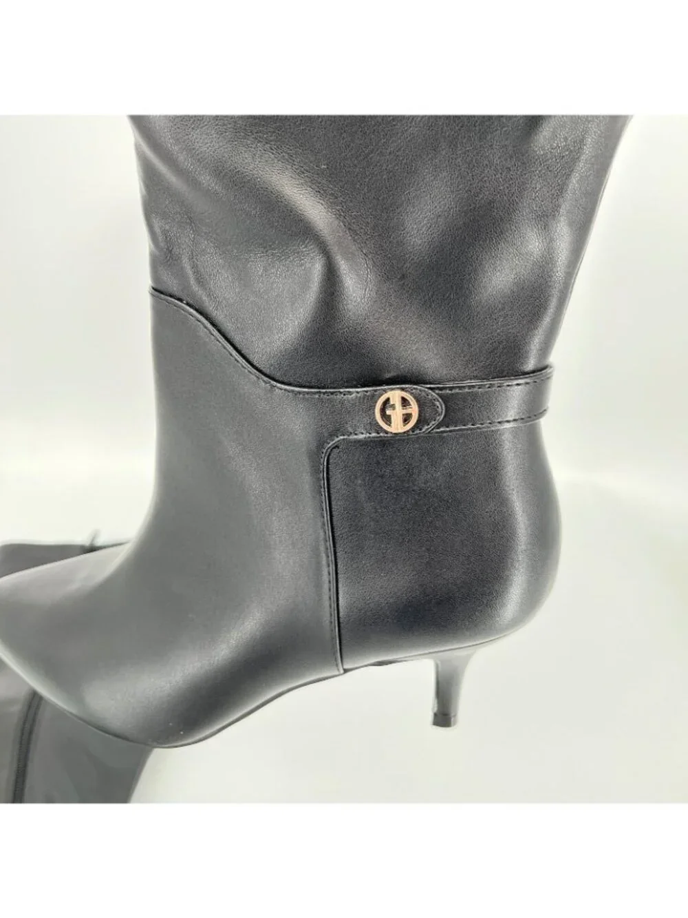 Giani Bernini Crueella Knee High Boots Black Size 9.5 M Faux Leather Kitten Heel